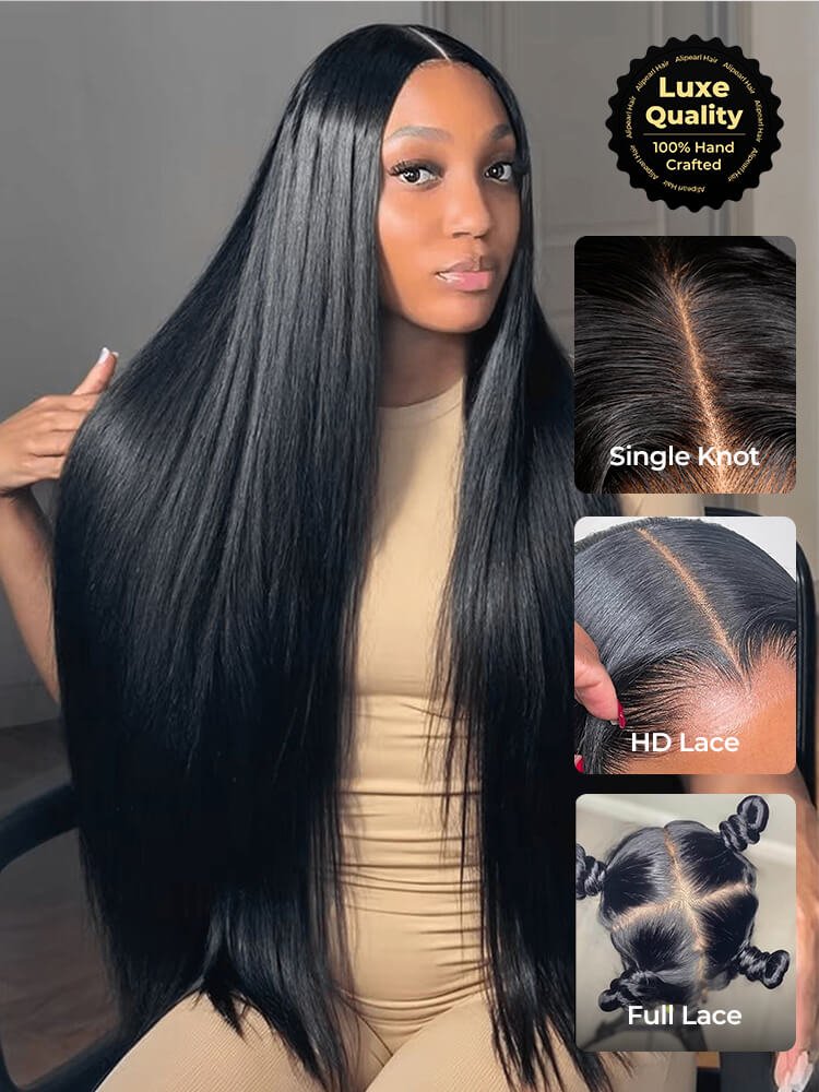 2_26_3 Single Knots HD Full Lace 300% High Density Front Wig Parting Max - Image 1