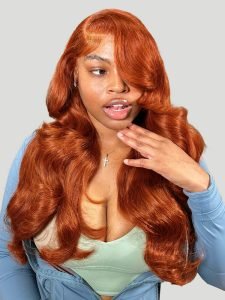 Ginger Layered Cut Body Wave 13x4 Glueless Lace Wig With Curtain Bang - Image 3