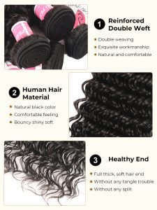 Alipearl Brazilian Hair 3 Bundles Deep Wave with 13X4 Frontal - Image 3