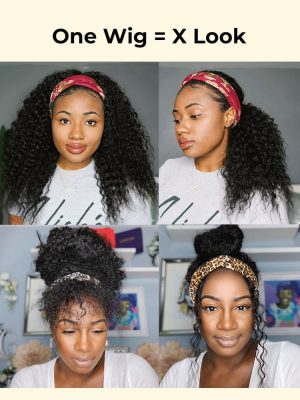 Curly Headband Wigs For Black Women Human Hair Wigs