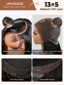 Single Knots Parting Max 13x5 HD Lace Front Wigs 300% High Density Virgin Human Hair - Image 2