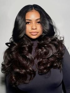 Layered Cut Voluminous Ocean Wave Curtain Bangs Wig 100% Glueless - Image 2