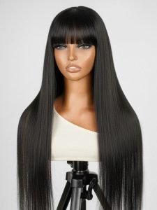 Human Hair Bangs Wigs Straight Hair 5x5 Lace Closure Wigs - Image 6