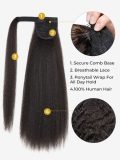 Kinky Straight Ponytail Extension Yaki Straight Long Ponytail Hair 10-26 Inches - Image 2