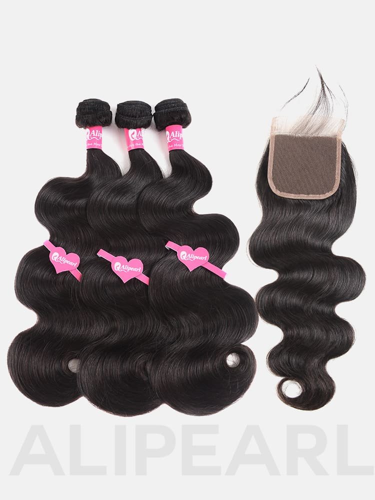 2_38_4-1 Alipearl Toppest 12A Grade Virgin Hair Bundle Body Wave with 5*5 HD Super Thin Lace Closure - Image 1