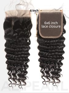Deep Wave Weave Human Hair 3 Bundles With 6x6 Lace Closure - Image 2