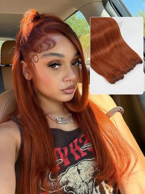 #35 Copper Ginger Hair Color Human Hair Bundles Body Wave And Straight