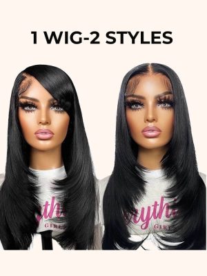HD Transparent Straight Layered Human Hair 5*5 HD Lace Closure Wigs
