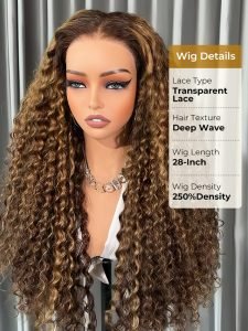 Highlight Human Hair Lace Front Wigs Deep Wave Ombre Lace Front Wigs - Image 6