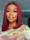 Ombre Color 1B/99J Colored Bob Lace Frontal Wig Human Hair Short Bob Wigs - Image 2