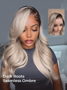 Side Part Body Wave Wig Ash Blonde Ombre Hair Color 13x6 HD Lace Wigs - Image 8