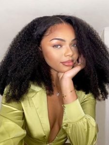 Afro Kinky Curly V Part Human Hair Wig No Leave Out - Image 2