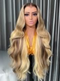 M Hairline Ash Blonde Ombre Body Wave 13x4 Lace Front Wig 250 Density - Image 2