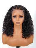 16Inch Braided Wigs Braided Deep Wave Short Bob Human Hair Lace Frontal Wigs - Image 2