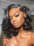 Bouncy Full Loose Body Side Part Short Lace Frontal Wigs 250 Density - Image 2