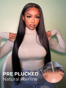 150% Density 5x5 Lace Pre-Plucked Front Straight Human Hair Wig - Image 2