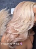 Butterfly Cut M Hairline Highlight Rose Gold Layered 13*6 Lace Wig - Image 2