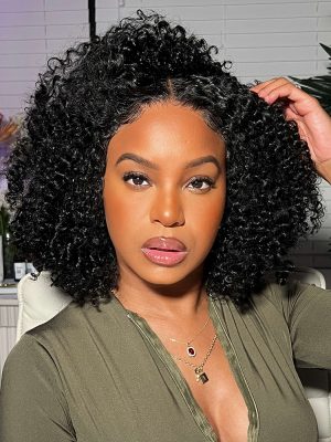 250 Density Tiktok Hot Selling Short Curly Lace Front Wig Ready To Go Glueless Human Hair