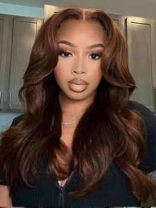 #4 Brown Color Body Wave 8*6 Lace Closure Glueless Wig With Drawstring - Image 2