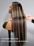 M Shaped Hairline Straight HD Lace Wig With Highlights 250 Density - Image 5