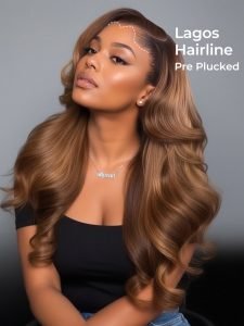 Ombre Brown Loose Body Wave 13x6 Transparent Lace Front Wig With Lagos Hairline - Image 2