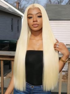 Double Drawn Top Grade Blonde Body Wave M Hairline Straight HD Lace Wig - Image 2