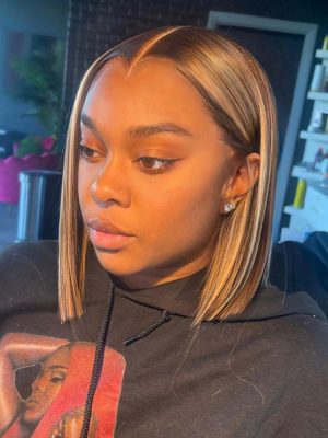 M Hairline Blonde Highlighted Bob 13x6 Lace Frontal Wig Ready To Go