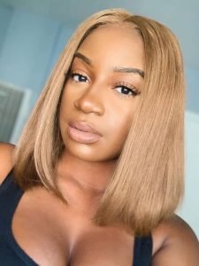Honey Blonde Bob Wig #27 #1B/27 Straight Hair Human Hair Bob Wigs - Image 5