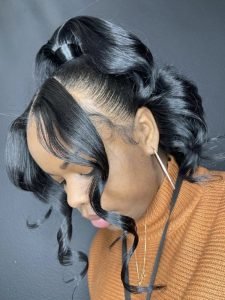 Body Wave Invisi Drawstring 360 Lace Wig High Ponytail With Bangs Glueless Wig - Image 2
