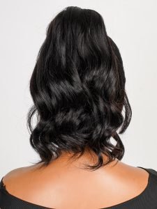 Body Wave Invisi Drawstring 360 Lace Wig High Ponytail With Bangs Glueless Wig - Image 9