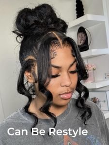 Body Wave Invisi Drawstring 360 Lace Wig High Ponytail With Bangs Glueless Wig - Image 3