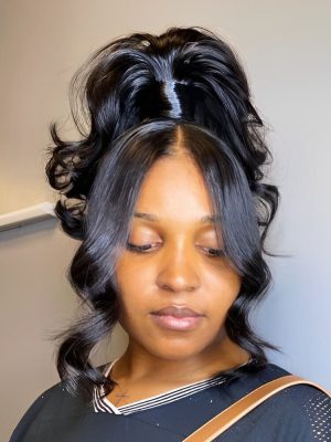 Body Wave Invisi Drawstring 360 Lace Wig High Ponytail With Bangs Glueless Wig