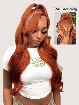 Copper Color 360 Lace Body Wave Wig With Flexi Fit Invisi Drawstring Cap