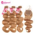 Body Wave Human Hair 4*4 Lace Closure With Bundles Honey Blonde #27 Color Hair - Image 6