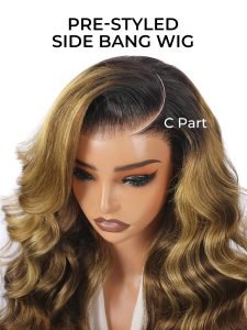 Brown Highlight Side Bang Body Wave 6x8 Lace Front Wig Glueless - Image 3