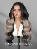 Ash Blonde Highlight Body Wave HD Lace Wig With Layers High Density - Image 2