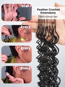 Human Crochet Hair Extensions Pre-Separated Easy Flip Over Method - Image 8