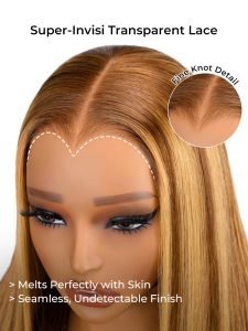 M Shaped Hairline Honey Blonde Highlights 13x4 Lace Front Wig - Image 3