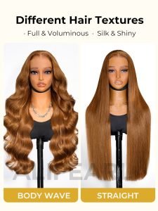 Ash Brown Wig Straight Hair Body Wave Natural Human Hair Wig - Image 6