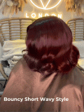 99J Burgundy Short Wavy Bob 2x6 Lace Closure Wig Easy To Wear - Image 8