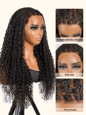 16 To 24 Inch Inches Human Hair Braided Full Lace Wigs Precut Lace