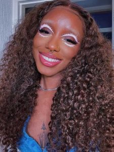 Ready To Go Wigs - Brown Hair Wigs Curly Human Hair Pre-Cut Invisible Lace Wig - Image 3