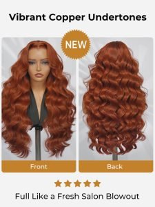 Glueless M Hairline Body Wave 13x6 Lace Front Wig In Copper & Chocolate Brown - Image 4