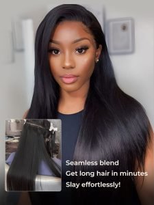 Alipearl Seamless Clip In Human Hair Extensions Natural Black Color Human Hair Pieces - Image 2