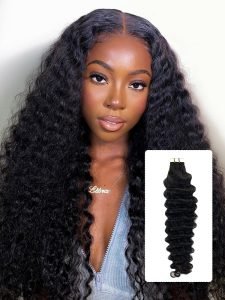 Natural Black #1B Tape-In Hair Extensions PU Human Hair For Full Head - Image 3