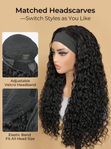 Water Wave Headband Wigs Human Hair Natural Wave Half Wig 150 Density - Image 3