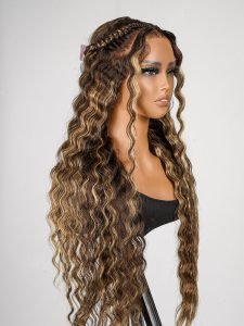 Glueless #P4/27 Color Highlight Wig Styled Crimped Wavy Front Wig - Image 3