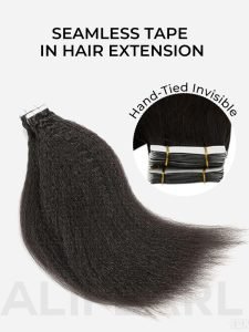 Yaki Straight Tape In Hair Extensions Kinky Straight Human Hair Extensions - Image 4