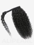 Curly Ponytail Extensions with Claw Clip Natural Black Human Hair - Image 3