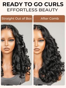 High Volume Layered Curls Body Wave Single Knots Invisible Ready To Go Lace Wig - Image 2
